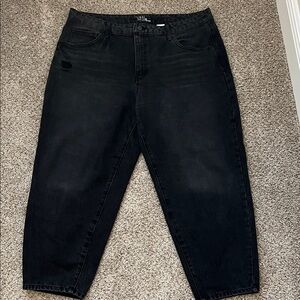 Time and Tru Black High Rise Barrel Jeans